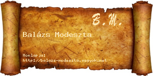 Balázs Modeszta névjegykártya